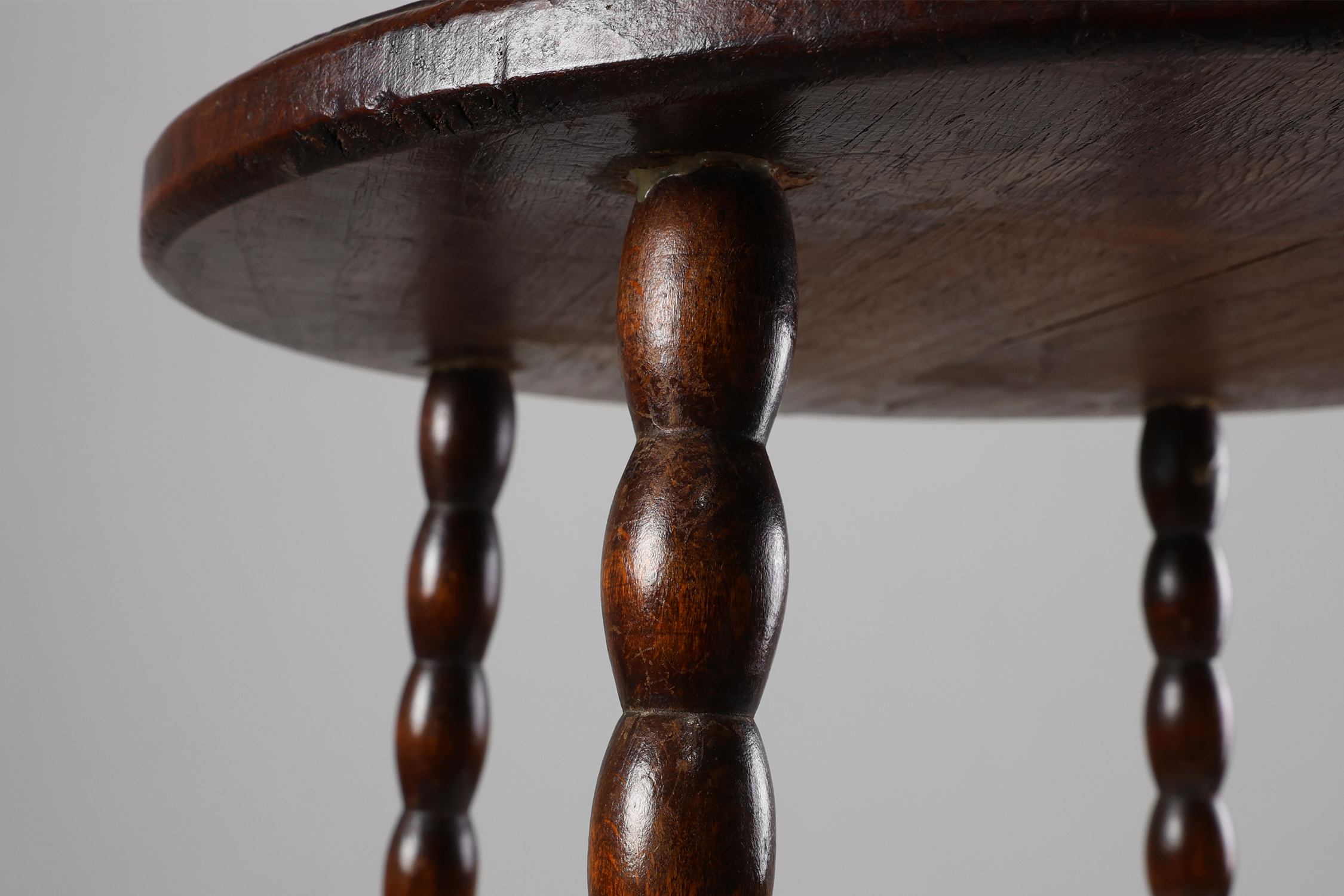 French Provincial Rustic Oak Stool, circa 1900thumbnail
